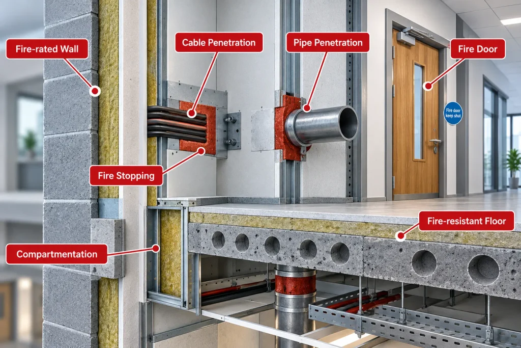 Fire Safety Qualifications UK: A Complete Guide to Professional Qualifications 3 Passive Fire Protection Cutaway Diagram